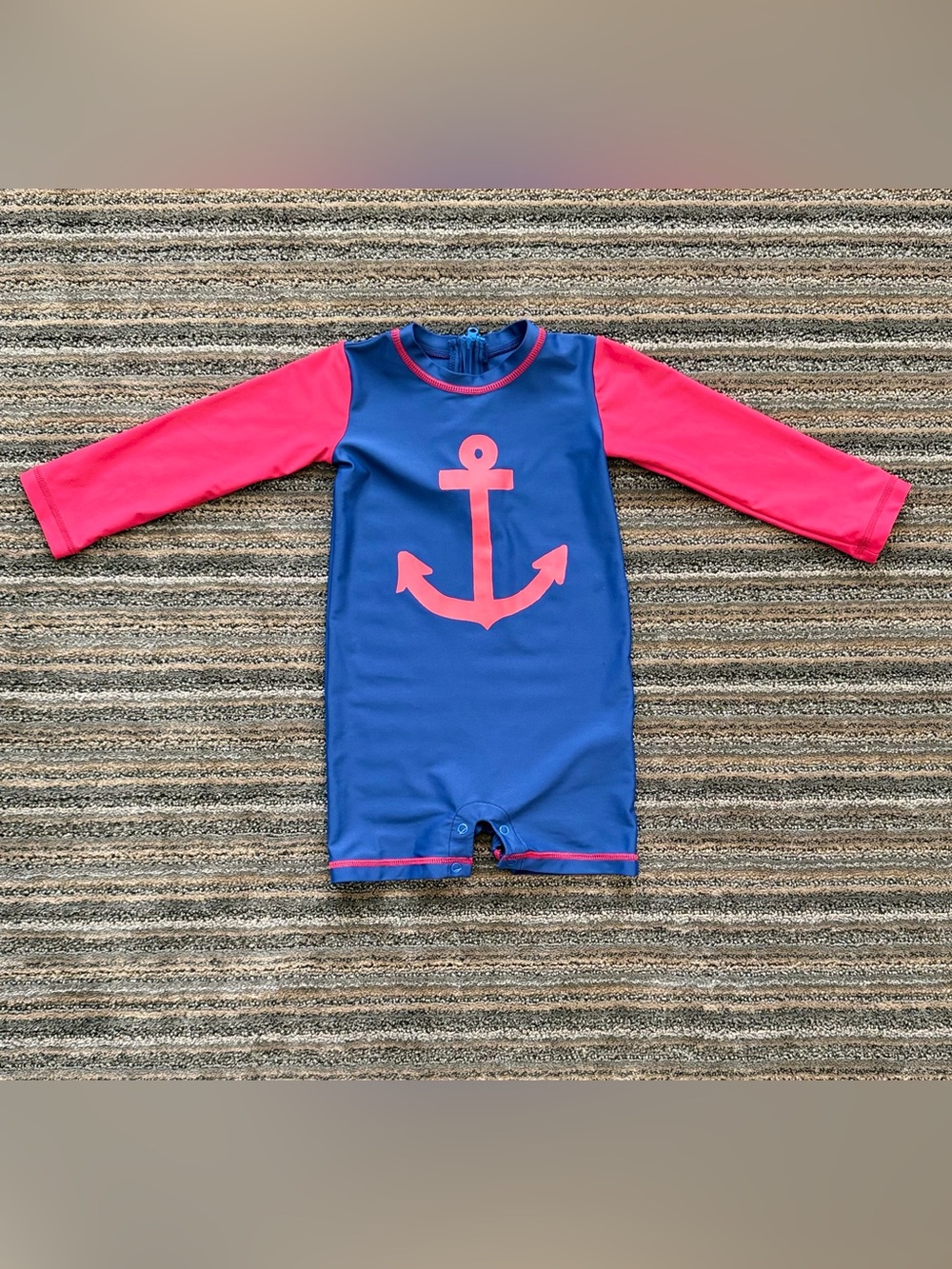 Hatley Unisex Baby Navy and Red Anchor Rashguard Swimsuit